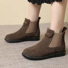 Laden Sie das Bild in den Galerie-Viewer, Women Cow Suede Leather Short Boots Platform Fur Round Toe Warm Shoes q138