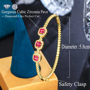 New Trendy Cubic Zirconia Bangle Dubai Gold Plated Safety Clasp Bangles for Women b61