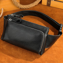 Cargar imagen en el visor de la galería, Fanny Pack Men&#39;s Waist Bags Vintage Genuine Leather Belt Pouch Phone Pocket Hip Bag Travel Chest Bag Man Slingback