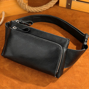 Fanny Pack Men's Waist Bags Vintage Genuine Leather Belt Pouch Phone Pocket Hip Bag Travel Chest Bag Man Slingback