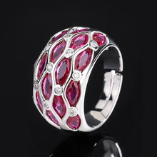 Charger l&#39;image dans la galerie, Red Crystal Adjustable Ring Jewelry Wedding Anniversary Engagement Rings for Women x25