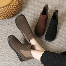 Cargar imagen en el visor de la galería, Women Cow Suede Leather Short Boots Platform Fur Round Toe Warm Shoes q138