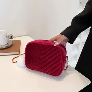 Luxury Velvet Plaid Quilted Women Small Handbag Casual Crossbody Bag w138