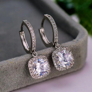 Trendy Silver Color Drop Earrings for Women Sparkling Cubic Zirconia Earrings x60