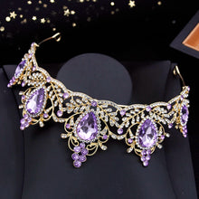 Carica l&#39;immagine nel visualizzatore di Gallery, Purple Crystal Bridal Crown Princess Girls Tiaras Headdress Prom Green Diadem for Wedding Hair Jewelry Accessories