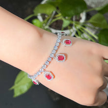 画像をギャラリービューアに読み込む, Silver Color Rectangle Charms Tennis Bracelets for Women Bling CZ Crystal Jewelry b107
