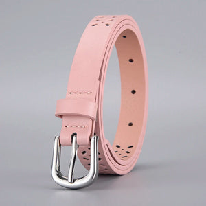 Fashion Women Pu Leather Dress Belt For Women Hollow Out Strap High Quality Trouser Pink Belts