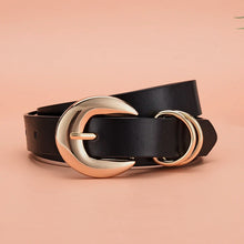 Carica l&#39;immagine nel visualizzatore di Gallery, PU Leather Belt For Women Gold Pin Buckle Jeans Black Belts Designer High Quality Trouser Belts