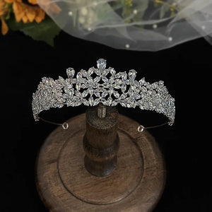 Cubic Zircon Wedding Tiaras CZ Bridal Headband Queen Princess Rhinestone Pageant Diadem Crown