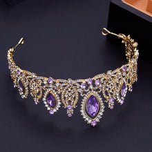 Carica l&#39;immagine nel visualizzatore di Gallery, Vintage Purple Crystal Tiaras Bride Crowns Prom Bridal Diadem Wedding Crown Girls Circle Hair Jewelry Accessories