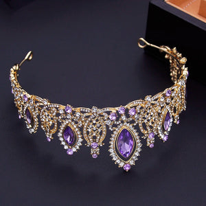 Vintage Purple Crystal Tiaras Bride Crowns Prom Bridal Diadem Wedding Crown Girls Circle Hair Jewelry Accessories