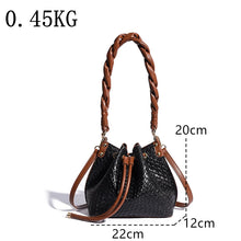 Carica l&#39;immagine nel visualizzatore di Gallery, Luxury PU Leather Designer Shoulder Bag Women Fashion Bucket Handbag Crossbody Purse a174
