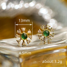 Charger l&#39;image dans la galerie, Dainty Green Imitation Opal Stud Earrings for Women Daily Wear Exquisite Ear Piercing Accessories