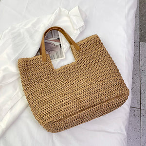 Summer Women Weave Straw Large Travel Beach Bags Handmade Shoulder Bag