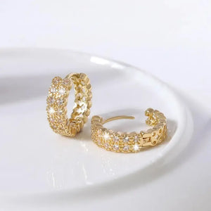 Gold Color Women Hoop Earrings Cubic Zirconia Bling Ear Accessories Wedding Jewelry t79