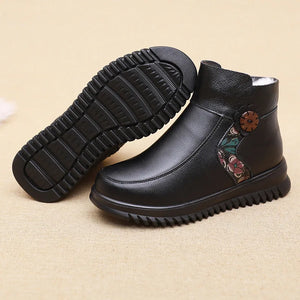 Winter Women Boots Genuine Leather Wedge Heels Non-slip Shoes q130