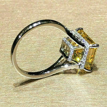 Load image into Gallery viewer, Square Yellow Cubic Zirconia Women Rings Wedding Anniversary Rings Fashion Jewelry Gift