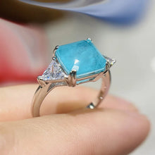 画像をギャラリービューアに読み込む, 925 Sterling Silver Wedding Finger Rings For Women 9mmx9mm Paraiba Emerald Tourmaline Gemstone Ring