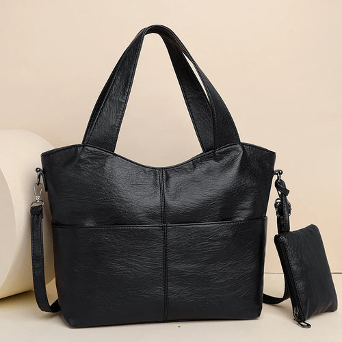 Big Black Shoulder Bags for Women Large Hobo Shopping Sac Quality Soft Leather Crossbody Handbag Travel Tote Bag