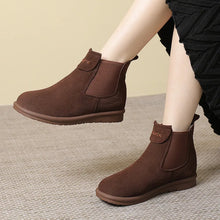 Load image into Gallery viewer, Women Cow Suede Leather Short Boots Platform Fur Round Toe Warm Shoes q138