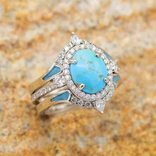 Cargar imagen en el visor de la galería, Bohemia Style Wedding Rings for Women Unique Imitation Turquoise Ring Aesthetic Blue Stone Accessories Party Jewelry Gift