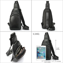 Load image into Gallery viewer, Men&#39;s Shoulder Bag Cowhide Leather Sling Bag Male Side Pouch Cross Bag Chest Bag Travel Slingback For iPad 7.9 Inch
