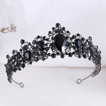 Laden Sie das Bild in den Galerie-Viewer, Black Crystal Crown for Women Tiaras Headdress Prom Diadem Royal Queen Princess Bridal Crowns