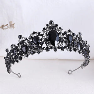 Black Crystal Crown for Women Tiaras Headdress Prom Diadem Royal Queen Princess Bridal Crowns