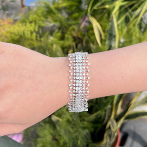 Luxury Chunky Cubic Zirconia Paved Wide Bridal Bracelets Jewelry Gift b169