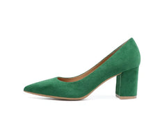 Charger l&#39;image dans la galerie, 3cm Flock New In Low Heels Zapatos OL Shoes Pointy Toe Mujer Tacon 42-34 Green Grey Pumps
