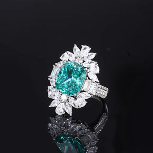 925 Sterling Silver Paraiba Gemstone Crystal Drop Crystal Wedding Ring Set for Couple x18