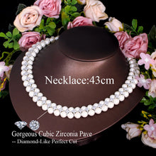 Cargar imagen en el visor de la galería, Handmade Cubic Zirconia Link Necklace Cluster Pearl Wedding Party Engagement Jewelry b71