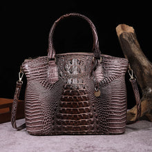Carica l&#39;immagine nel visualizzatore di Gallery, Ombre Crocodile Embossed Handbag  Classic Style Crossbody Bag Women&#39;s Leather Satchel Purse