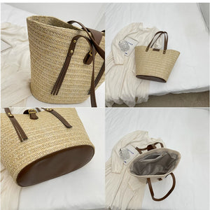 Summer Large Straw Bag Women Straw Shoulder Bags Luxury Rattan Woven Tote Raffia Crochet Beach Bag a178