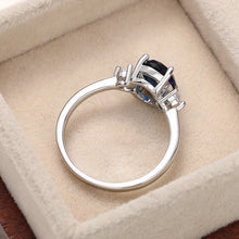Cargar imagen en el visor de la galería, Blue Cubic Zirconia Wedding Rings for Women Silver Color Fashion Contracted Anniversary Party Jewelry