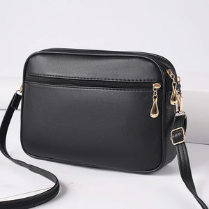 Large Three Zipper Crossbody Bag New Fashionable and Simple Diamond Shaped Wave Embroidered Monochrome Camera Bag