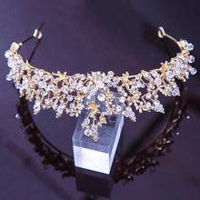 Carica l&#39;immagine nel visualizzatore di Gallery, Princess Crown Handmade Crystal Tiaras Headdress Royal Queen Wedding Hair Jewelry Bridal Head Accessories