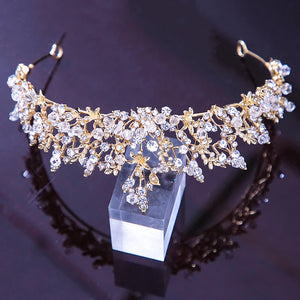 Princess Crown Handmade Crystal Tiaras Headdress Royal Queen Wedding Hair Jewelry Bridal Head Accessories