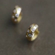 画像をギャラリービューアに読み込む, Small Circle Earrings with Round Cubic Zirconia Gold Color Hoop Earrings Women Accessories