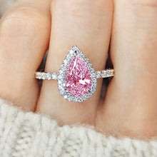 画像をギャラリービューアに読み込む, Silver Color Pear CZ Women Rings Sparkling Wedding Proposal Rings for Lover t70