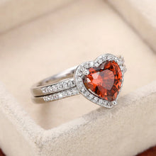 Load image into Gallery viewer, Garnet Heart CZ 2Pcs Set Rings for Women Eternity Wedding Trend Accessory