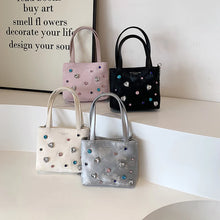 Carica l&#39;immagine nel visualizzatore di Gallery, Y2K Cute Diamonds Design Mini Velvet Shoulder Bags for Women PU Leather Chain Crossbody Bag