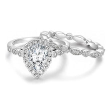 Load image into Gallery viewer, 2Pcs Pear Cubic Zirconia Set Rings for Women Wedding Accessories Trendy Accessories