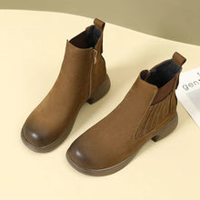 画像をギャラリービューアに読み込む, Women Cow Leather Ankle Boots Platform Round Toe Shoes q125