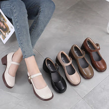 Laden Sie das Bild in den Galerie-Viewer, Spring Genuine Leather Women Pumps Round Toe Platform High Heel Shoes x12
