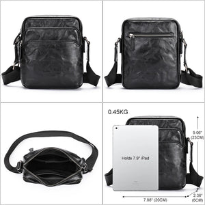 Husband Shoulder Bags Genuine Leather Party Messenger Bag For Men Crossbody Side Pouch 7.9 Inch iPad Phone Pocket Flap