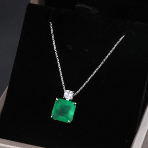 925 Sterling Silver Emerald Pendant Retro Women's Grace Necklace Earring Jewelry Set x20