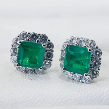 Cargar imagen en el visor de la galería, 925 Sterling Silver Paraiba Emerald Stud Earrings For Women Silver Square Tourmaline Gemstone Earring x30