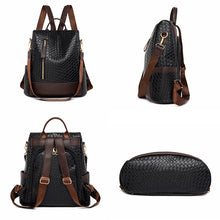 Load image into Gallery viewer, Fashion Woven Design Backpack Luxury Brand Women&#39;s Backpacks High Quality Leather Large Capacity Bagpack Girl&#39;s Travel Mochilas