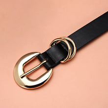Carica l&#39;immagine nel visualizzatore di Gallery, PU Leather Belt For Women Gold Pin Buckle Jeans Black Belts Designer High Quality Trouser Belts